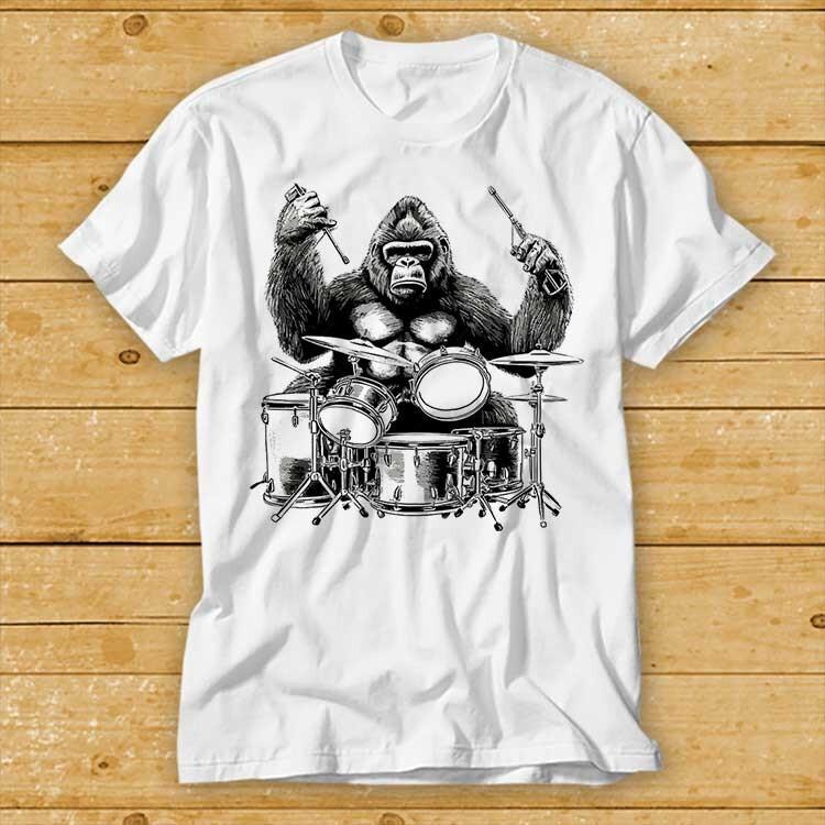 Gorilla Playing Drum Monkey Drummer Monster T Shirt Cult Movie Best Seller 2411