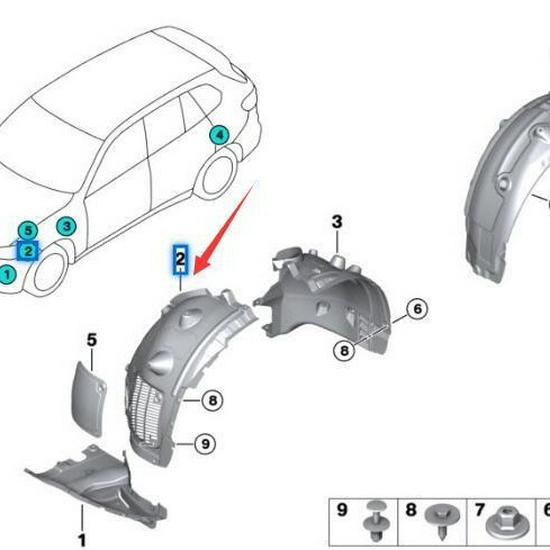 Передний подкрылок для BMW X5 G05 (Номера деталей: 51717424905/51717424906)