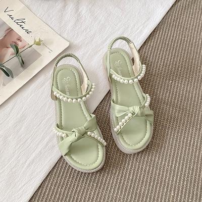 Летние сандалии Pearl Sweet Women 2024, женская обувь на плоской подошве, шлепанцы с открытым носком, пляжные тапочки, повседневные шлепанцы для женщин