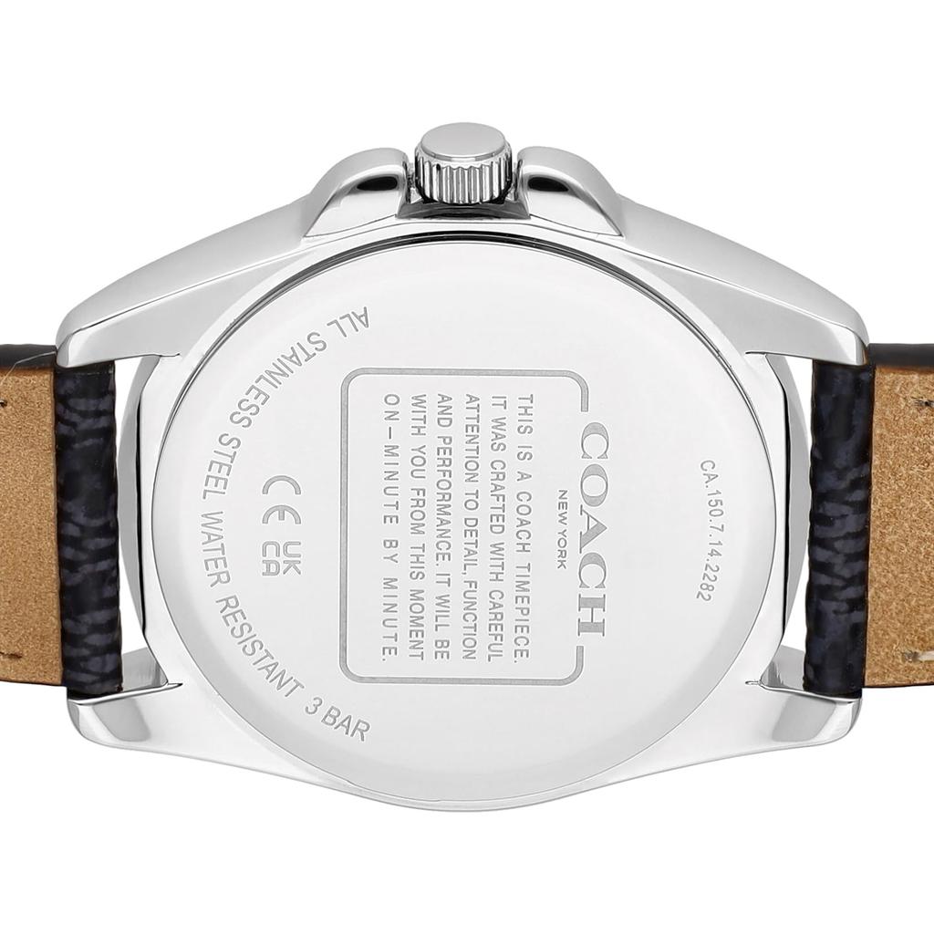 Часы GREYSON с черным циферблатом из нержавеющей стали и кожи, кварцевые, 36 мм, часы 14504112 [Coach] женские [Товар]