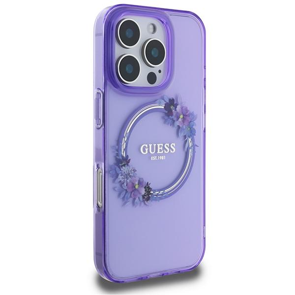 Guess Guhmp16Lhfwfcu Iphone 16 Pro 6.3 Fioletowy/Purple Hardcase Iml Flowers Wreath Magsafe