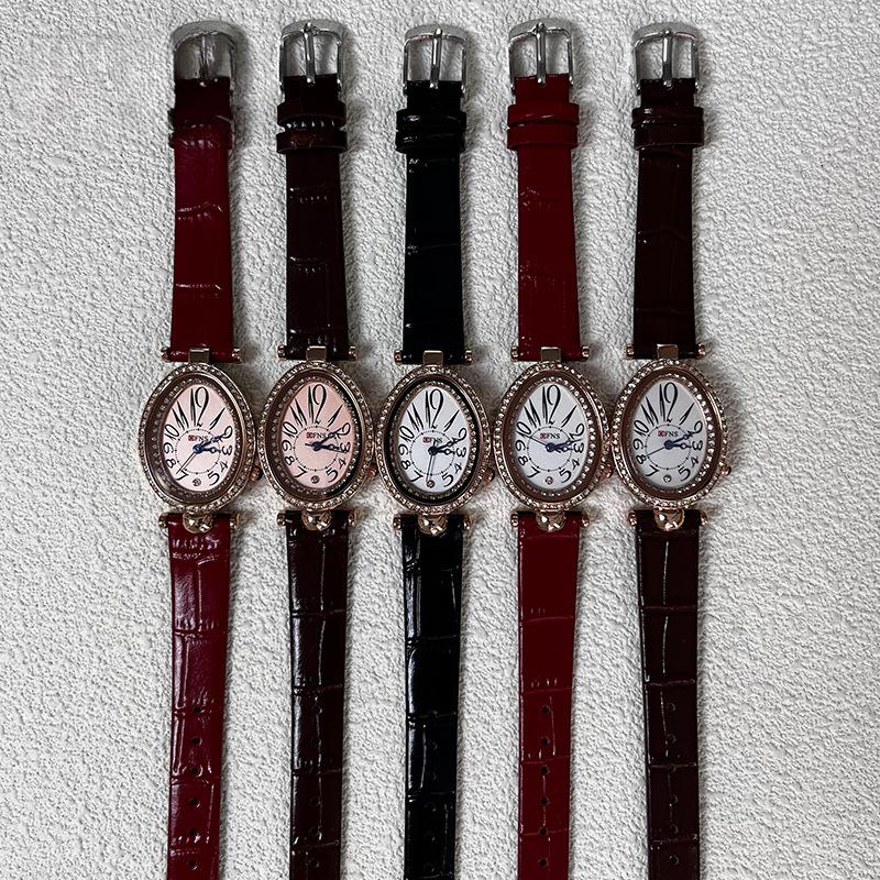 Часы Water Drop Type Retro Light Luxury High-end Водонепроницаемые кварцевые часы Oval Fashion Diamond-Incrinkled Womens Watch