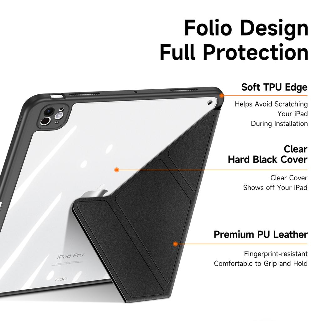 DUX DUCIS Magi Series for iPad Pro 11 (2024) Case Origami Stand PU Leather Smart Cover Detachable