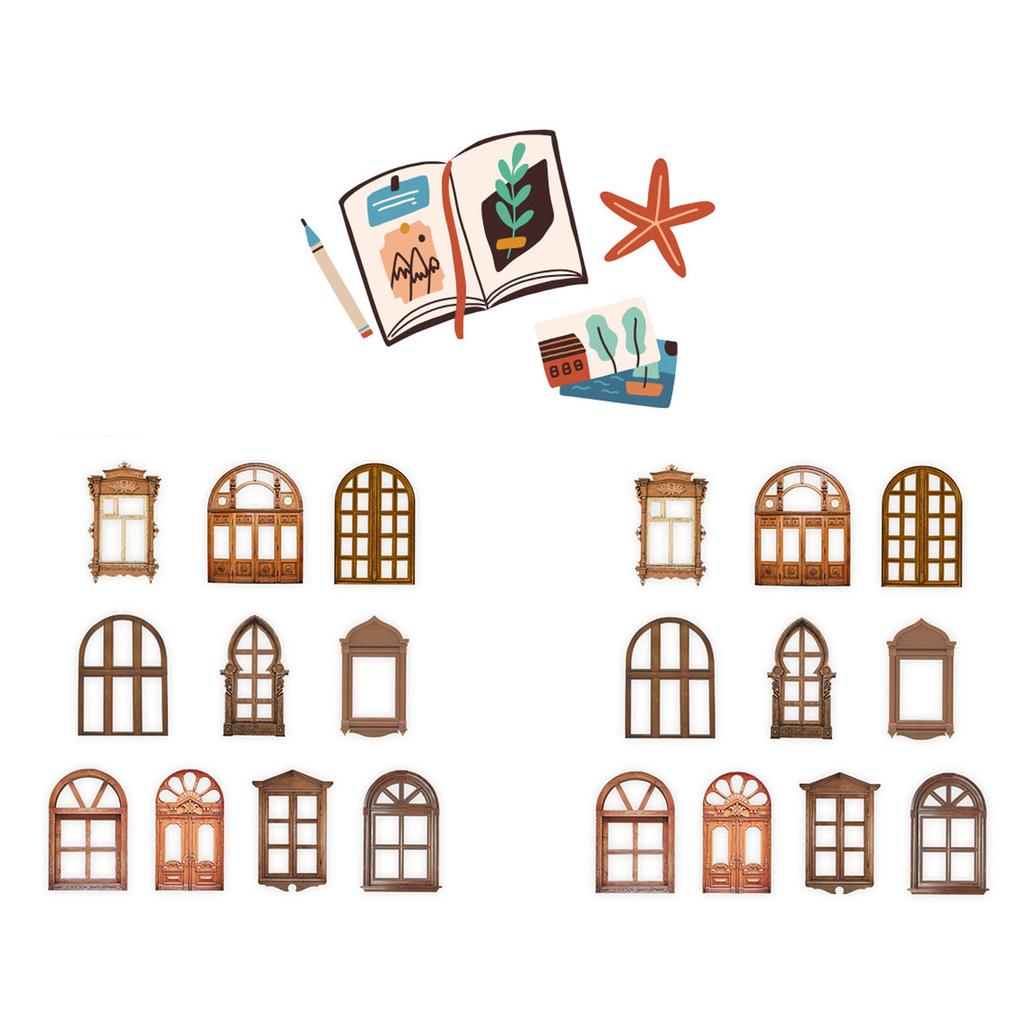 20 листов винтажного полого окна, дверного материала, бумаги, декоративного полого окна и двери, коллажа, автомобиля