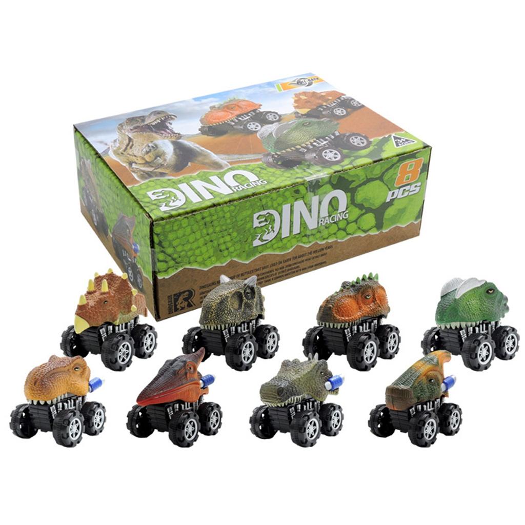 (H0826)8 шт., детская игрушка в подарок, модель динозавра, мини-игрушечный автомобиль, подарок, игрушечный автомобиль с откатным механизмом