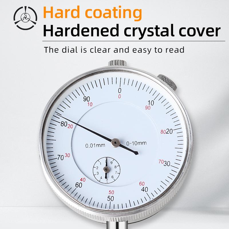 Dial Indicator 0-10mm 0.01 Anti-Rust Aluminum Shell for Mechanics Manufacturing and Maintenance Tool Dial