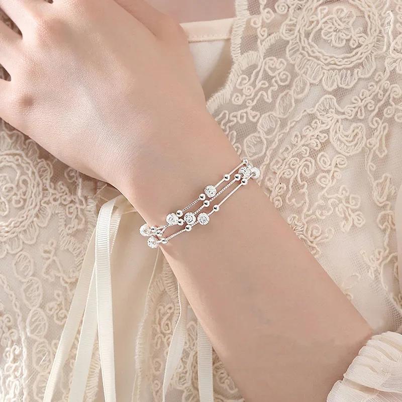 925 Silver Lucky Bead Bracelets Woman Vintage Luxury Multi-layer Ball Bracelet Designer Party Jewelry Gifts