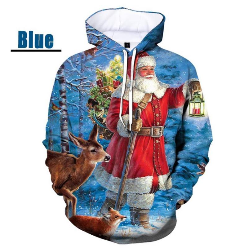 Модный взрыв осень-зима рождественская 3D-печать повседневный унисекс круглый вырез с капюшоном свитер бейсбольная майка толстовка