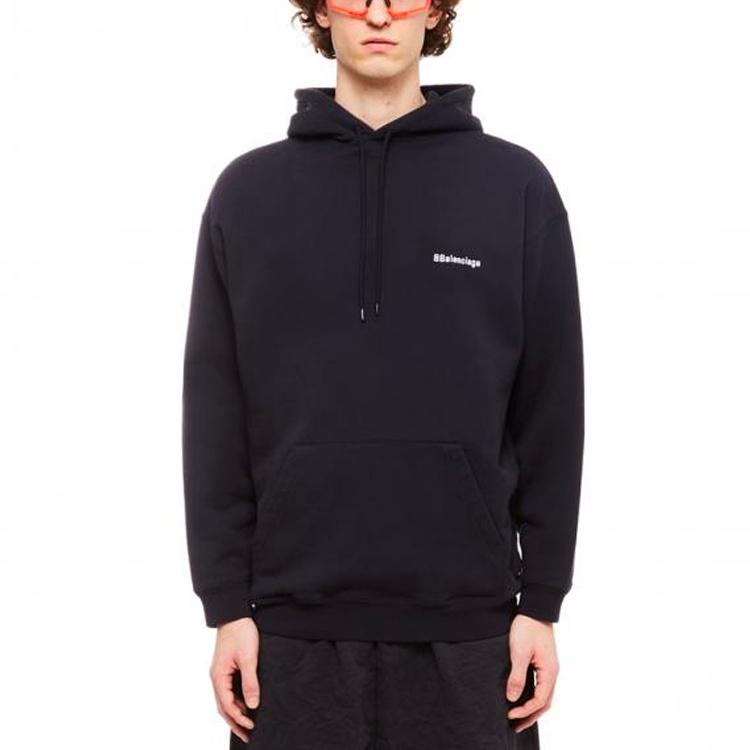 Balenciaga Logo Embroidered Hoodie 'Navy' Men's 570811TKVB53967