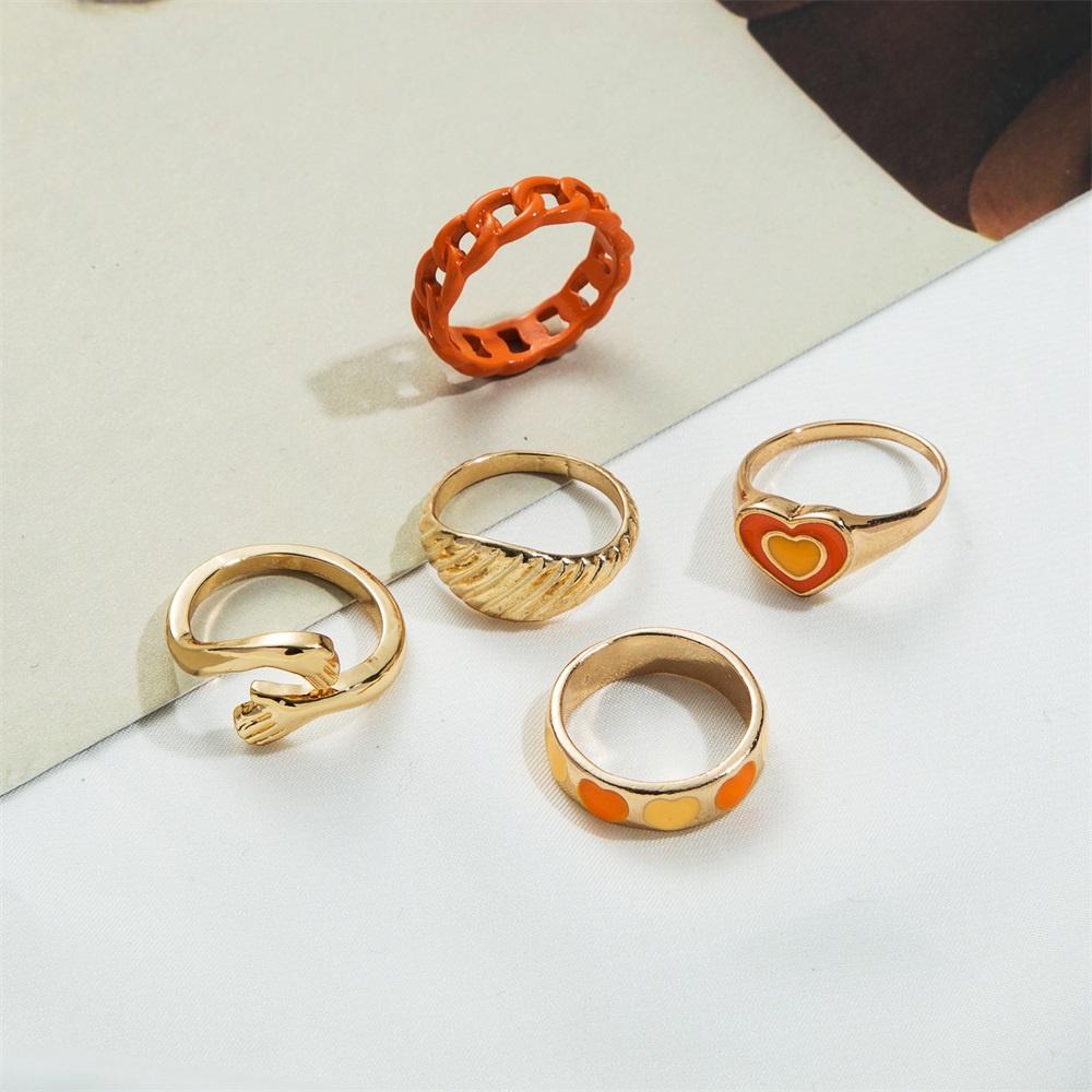 Богемный набор колец Y2K с милыми сердечками для женщин, новые модные красочные кольца на палец «Любовь», 2023, модные украшения в стиле бохо