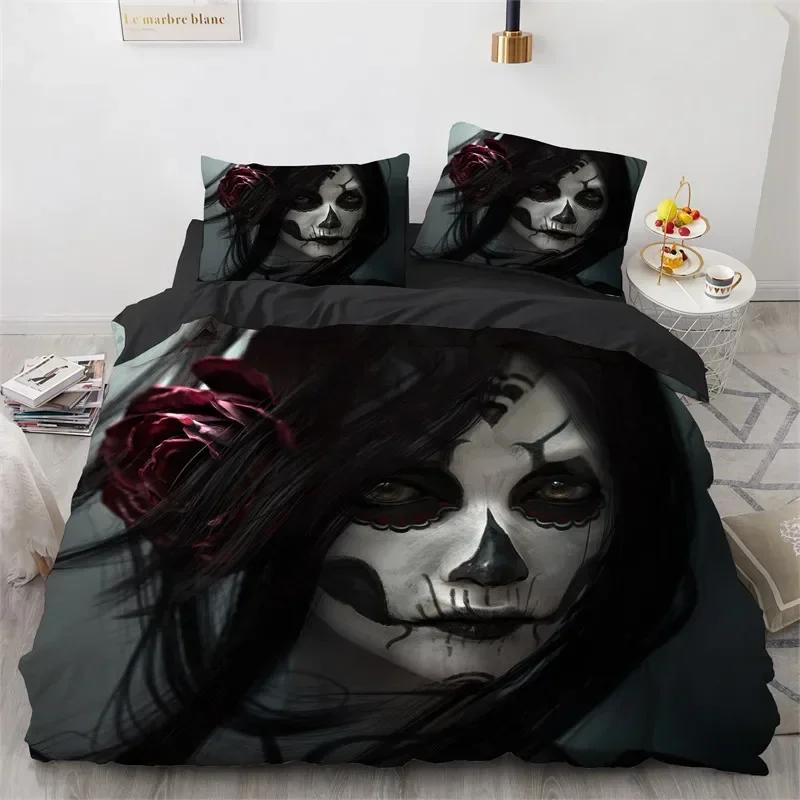 3D Print Skull Vintage Sugar Skull Girl Comfortable Duvet Cover Pillowcase Bedding Set Children Bedroom Decoration Home Textile