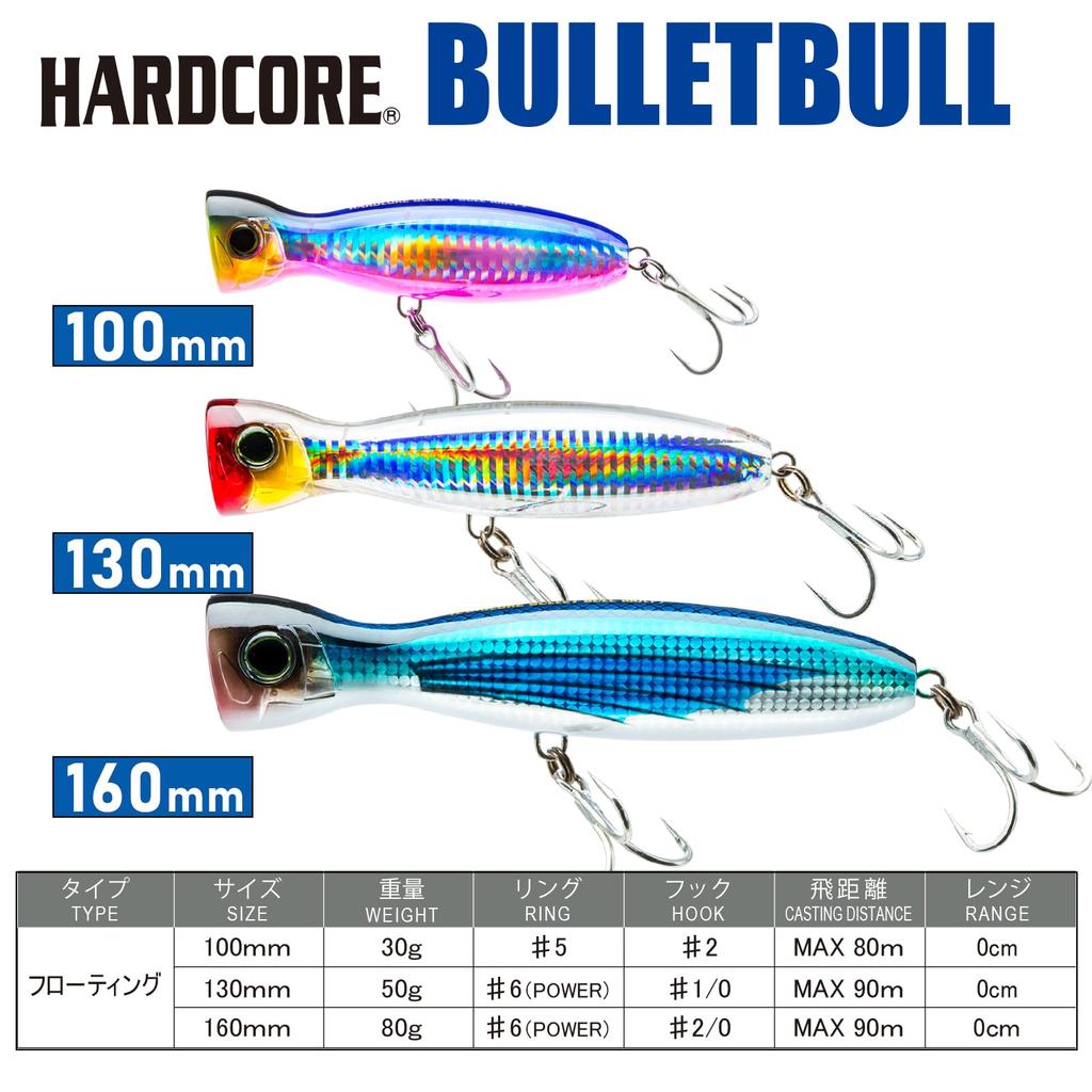 DUEL HARDCORE Lure Popper Hardcore Bullet Bull 100mm 30g Clear Bluefish Shore Offshore (F) Weight