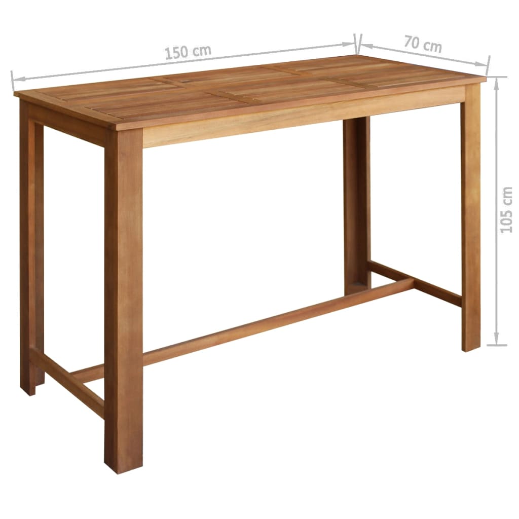 Bar Table and Chair Set 7 Piece Solid Acacia Wood