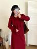 Комплект из двух предметов: толстовка с капюшоном и юбка большого размера с V-образным вырезом - Повседневный вязаный комплект для женщин, Зима 2025