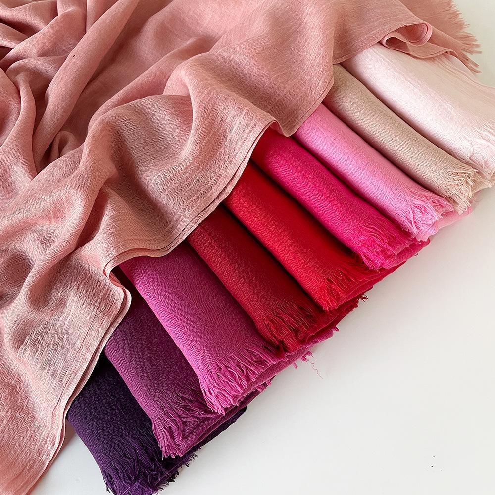 Solid Color Scarf Cotton and Linen Shawl Yarn Women's Summer Sunscreen Headscarf Retro Yarn Lengthened