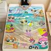 1 шт. Фланелевое одеяло Littlest Pet Shop с рисунком, подходит для всех сезонов, для домашнего декора, тепло и комфорт, подарки, праздничный подарок