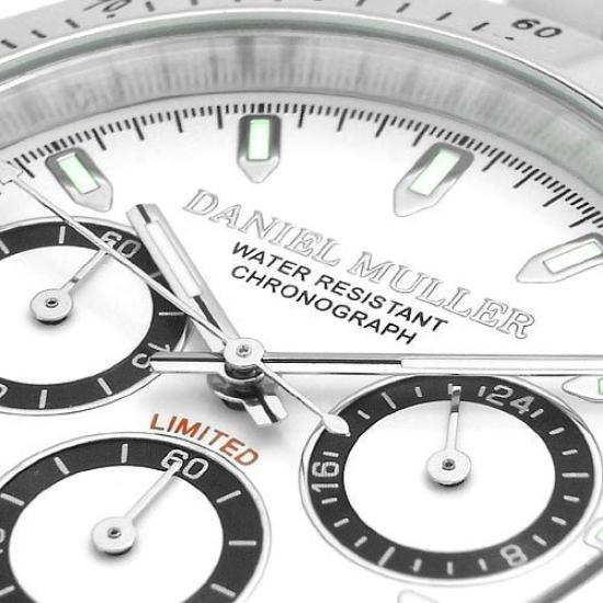 Мужские часы-хронограф Daniel Muller из нержавеющей стали, белые, DM-2003WH