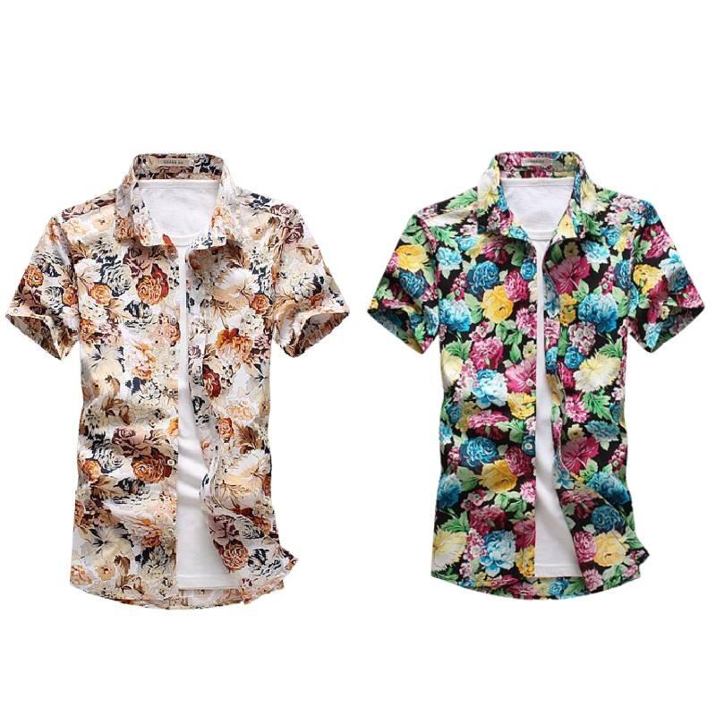 Stylish Summer Casual Floral Short Sleeve Shirt For Men In Plus Sizes With Comfortable Fit