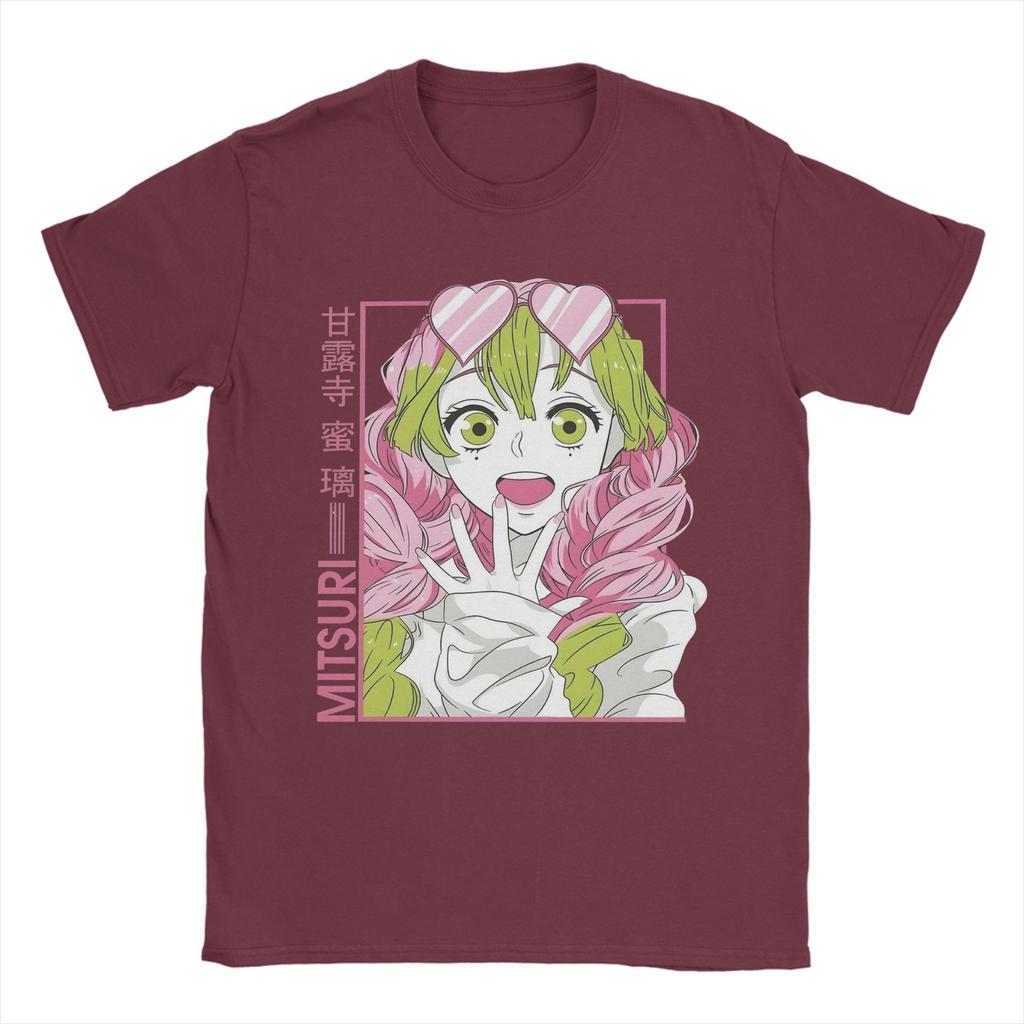 Mitsuri Kanroji Demon Slayer T-Shirts Men Love Hashira Awesome Pure Cotton Tees O Neck Short Sleeve T Shirt Clothes