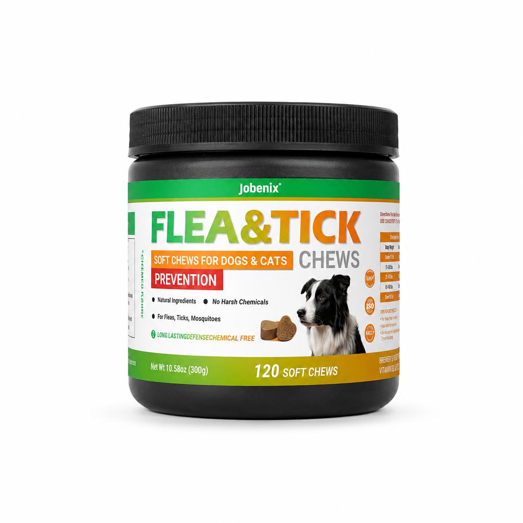 Flea & Tick Soft Chews for Dogs and Cats Skin & Coat Health Support Pet Nutritional Supplement 120 Chews