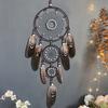 Черный Ловец снов Подвесное украшение Перо Колокольчик ветра Ручной работы Ручное плетение Креативное Настенное украшение Подвеска с тройными кольцами