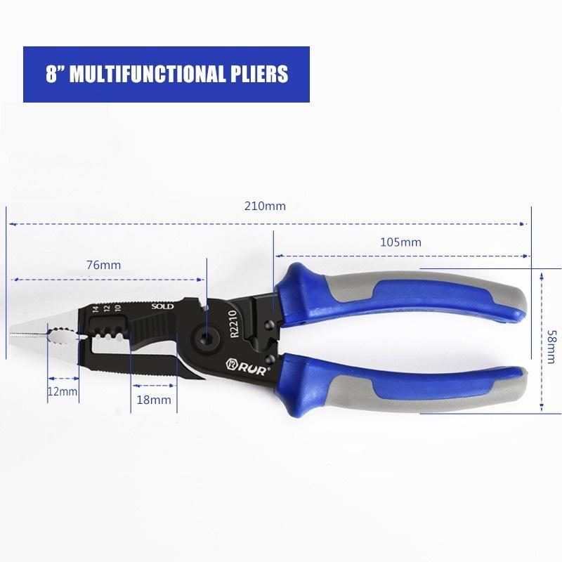 Резак для зачистки проводов, щипцы, многофункциональные плоскогубцы, клещи для зачистки кабеля, зажим 6 в 1, зажимной инструмент для электриков, ремонт, ручной инструмент