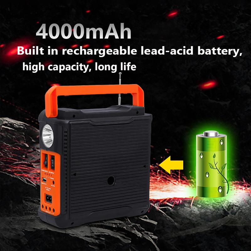 Solar Light Solar Power Panel Generator Kit with 3 LED Bulbs Bluetooth Radio Speaker for Outdoor Camping Emergency Power Supply