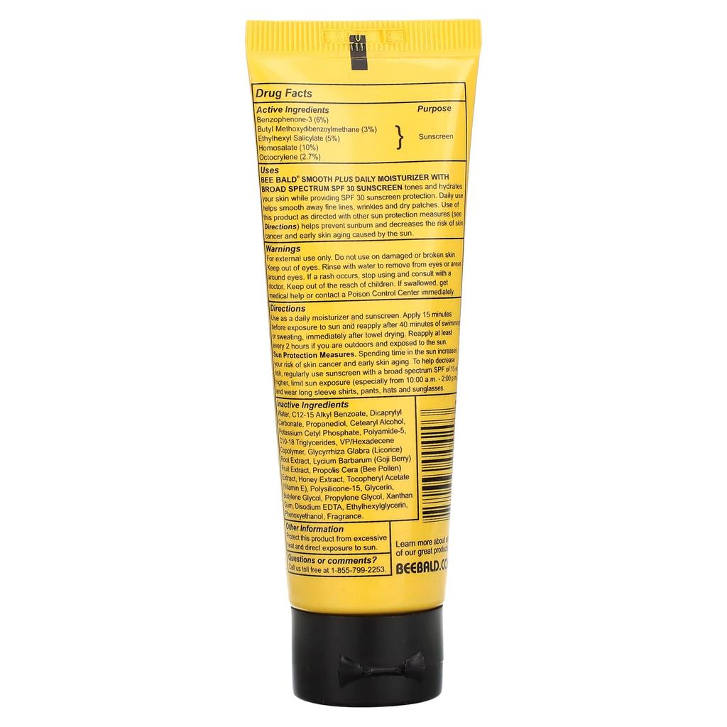 Bee Bald Smooth Plus, Head & Face Daily Moisturizer, SPF 30, 1.7 Fl Oz (50 Ml)