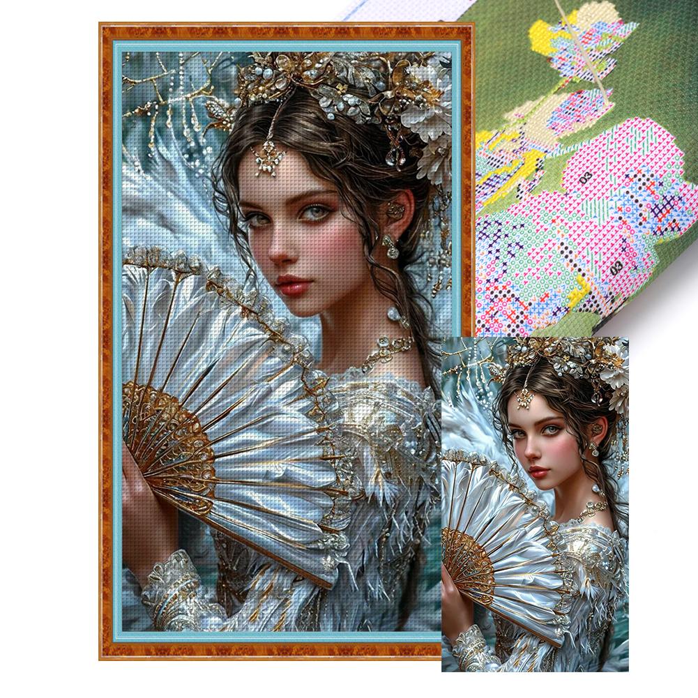 Полный комплект для вышивки крестиком «Девушка» из эко-хлопка 14CT