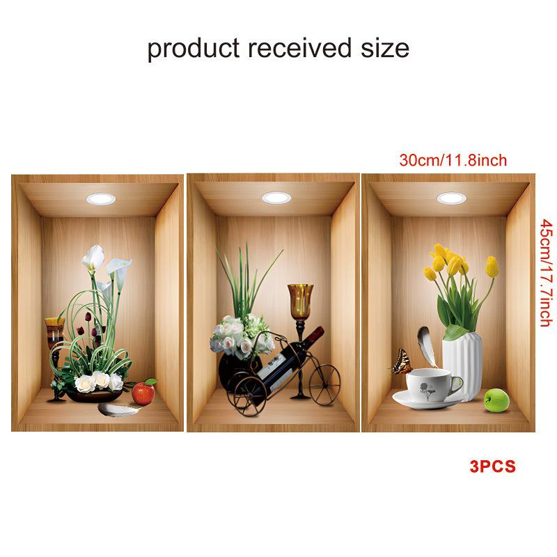 3 шт./набор Наклейки на стену со съемными вазами для комнатных растений для украшения спальни, гостиной, детской комнаты, наклейки на стену