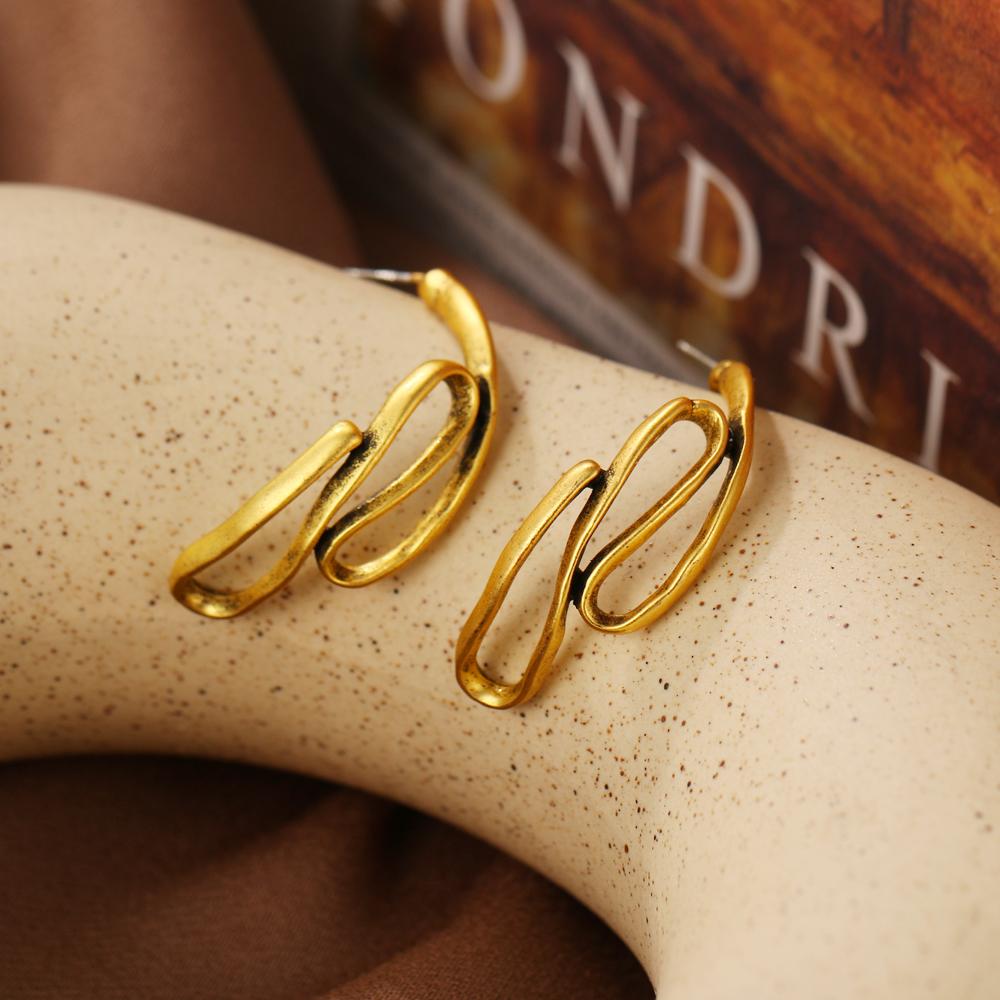 Простые и креативные ретро-круглые C-образные геометрические серьги, женские индивидуальные геометрические серьги для девочек