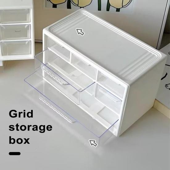 Drawer Desktop Storage Box Large Capacity 6 Compartments Clear Visible Cosmetic Stationary Hair Accessories Jewelry Storage Organizer Container
