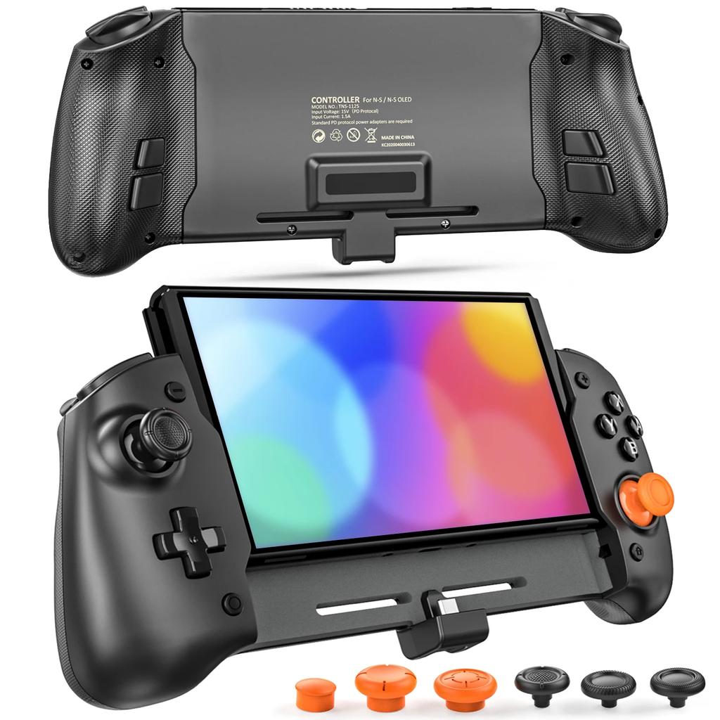 For N-Switch OLED Controller Upgrade Gamepad Handheld Grip Built-in 6-Axis Gyro Custom Controller for Switch & Switch OLED