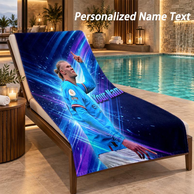 Custom Text Erling Haaland Print Beach Towel Large Towel For Home Bathroom Beach