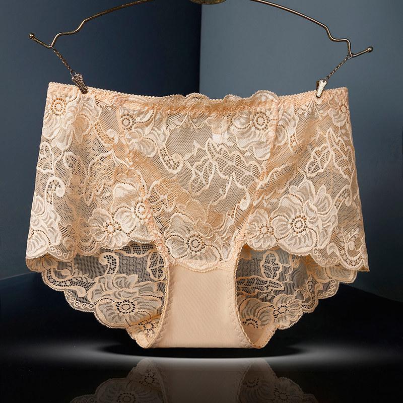 Women Plus Size Lace Panties Sexy High Waist Pants Seamless Butt Lifter Lingerie Female Flowers Mesh Breathable Briefs