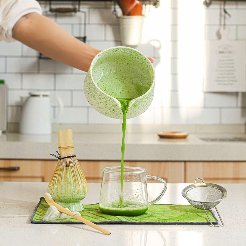 4PCS Reusable Japanese Matcha Tea Set Bamboo Ceramic Japanese Chasen Traditional Matcha Whisk