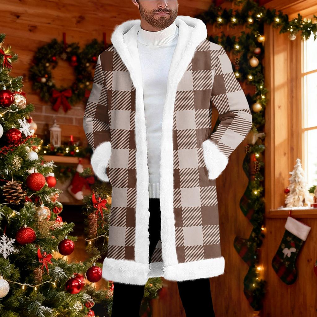 Мужской кардиган с капюшоном, длинное пальто для сохранения тепла