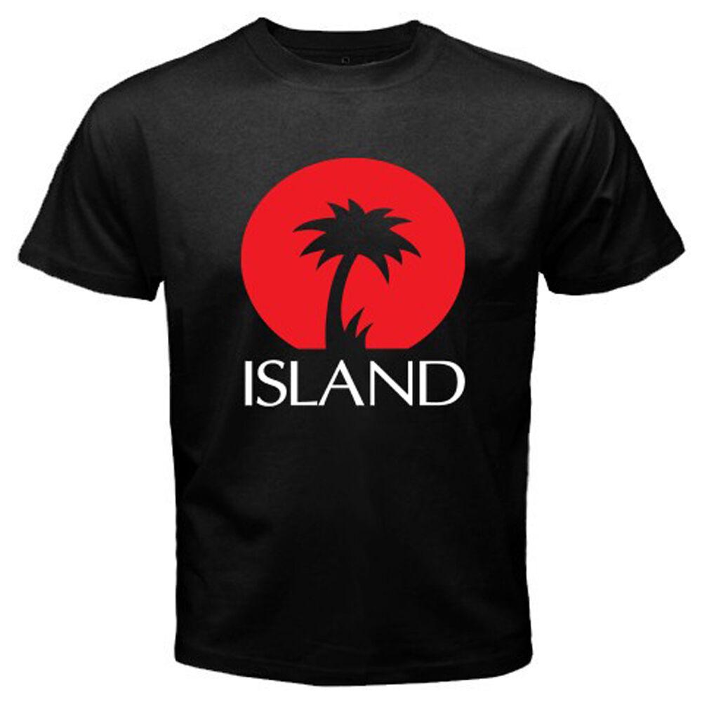 Новая черная футболка унисекс ISLAND RECORDS Palm Logo
