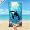 Orca Whale Microfiber Beach Towel 2D Flat Printed Waterproof Sandproof Bath Towel For Summer Vacation Pool Party Seaside