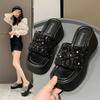 Модные летние сандалии из блестящей кожи, кроссовки на высокой платформе, дышащие повседневные тапочки, женские туфли на каблуке 7 см, тапочки на танкетке zhuoya3235