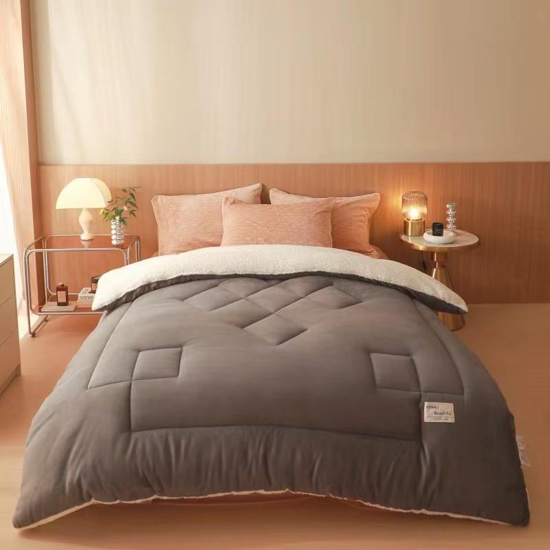 Twin Queen King Full Double Size Plush Velvet Quilted Winter Thick Warm Lamb Velvet Duvet Bedding In Filler