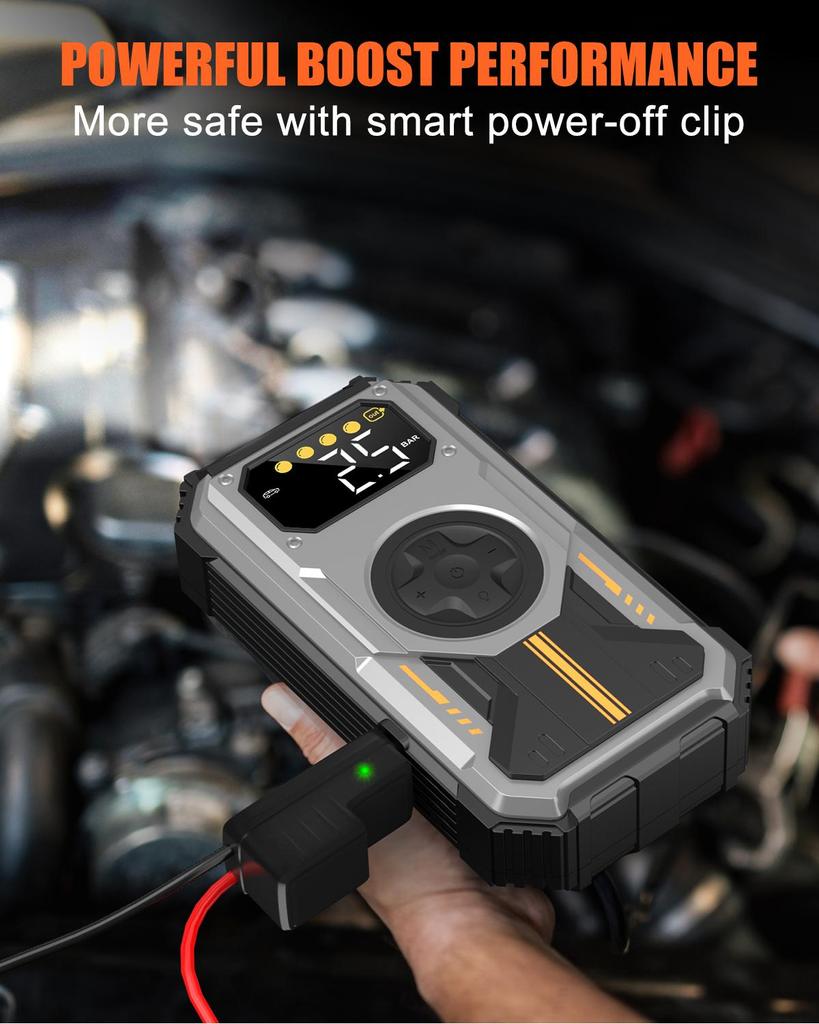 Автомобильный пусковой ускоритель Jumper BOX Power Bank зарядное устройство с воздушным компрессором 150PSI Eigotrav PD-270 12 В 6000 А 12000 мАч