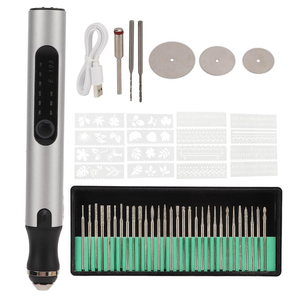 Электрическая гравировальная ручка из алюминиевого сплава, серебряный мини-микрогравер с интеллектуальной перегрузкой