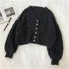 New Autumn and Winter V-neck Long Sleeved Cardigan Casual Sweater Retro Women Coats Elegant Single-breasted Cropped Simple Knitwear Clothing