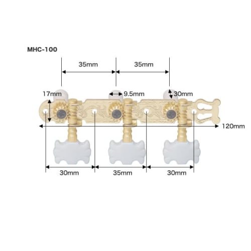 Классические гитарные колки KC, Универсальная посадка, MHC-100/GD