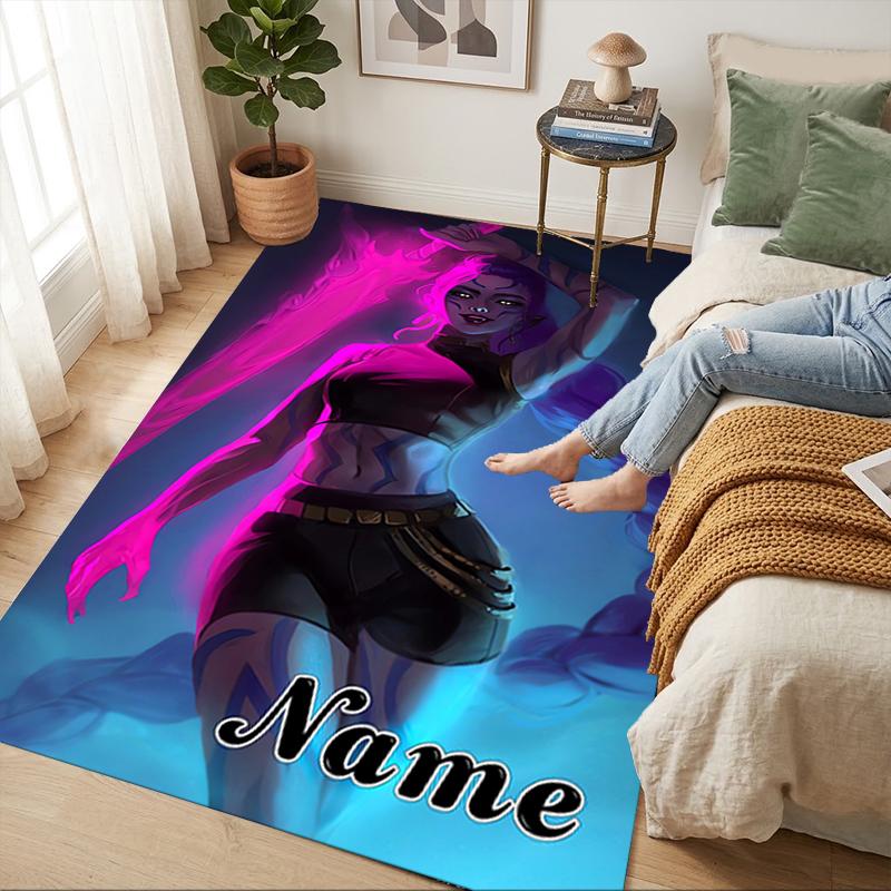 Custom Name Dark Warrior Living Room Non-Slip Area Rug Soft Carpet for Bedroom Kids Playroom Sofa Office Home Decor Doormat