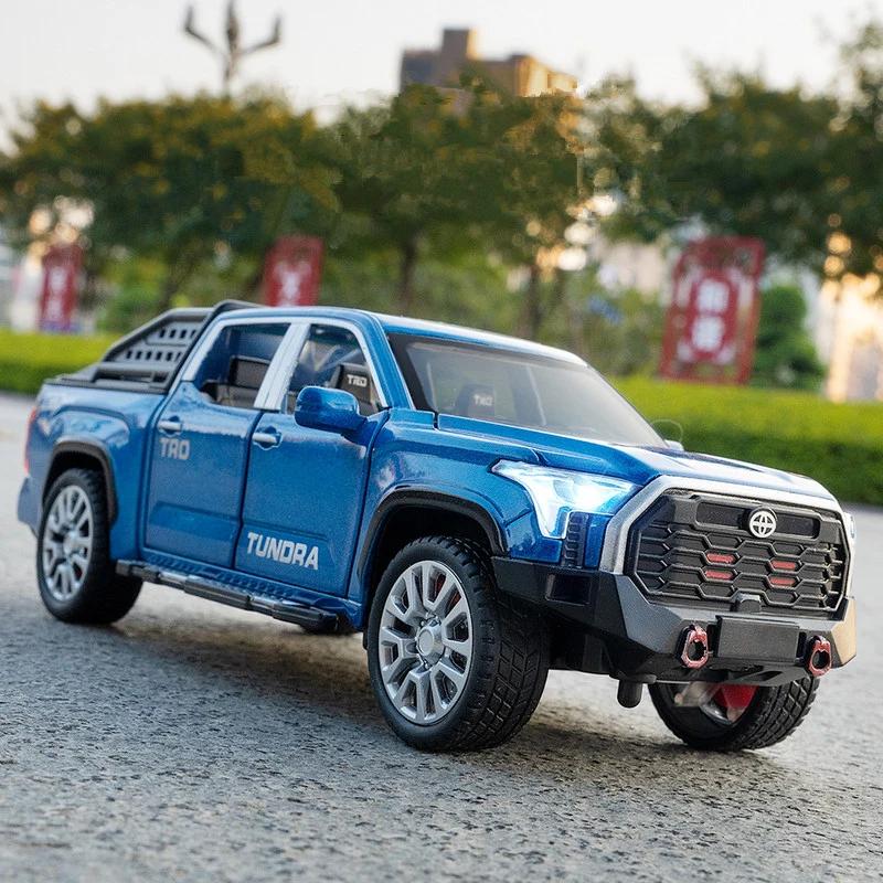 Lqbn4 1:32 Модель пикапа Toyota Tundra Литая и игрушечная Металлические Внедорожники Модель автомобиля Симуляция Звук Свет Детская игрушка Подарок