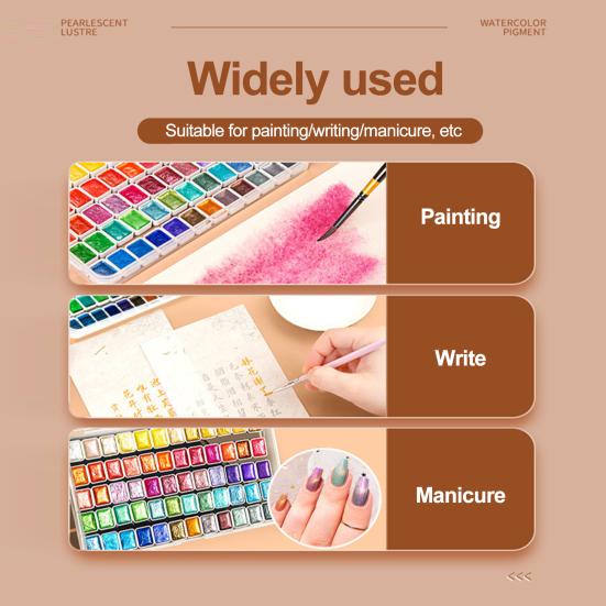 1 Box 1ML Watercolor Paint Metallic Glitter Watercolor Pigment Portable Vibrant Solid Paint Box for Artists