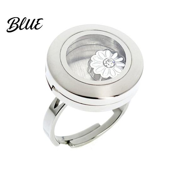 Unique Ring with Storage Box Round Photo Locket Adjustable Holds