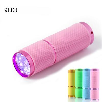 9LED Мини Портативный Водонепроницаемый Фиолетовый Сухой Батарейный Фонарик Для Ногтей УФ Фонарик